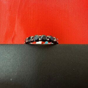 4mm Black Onyx Ring – 925 Sterling Silver – Brand New